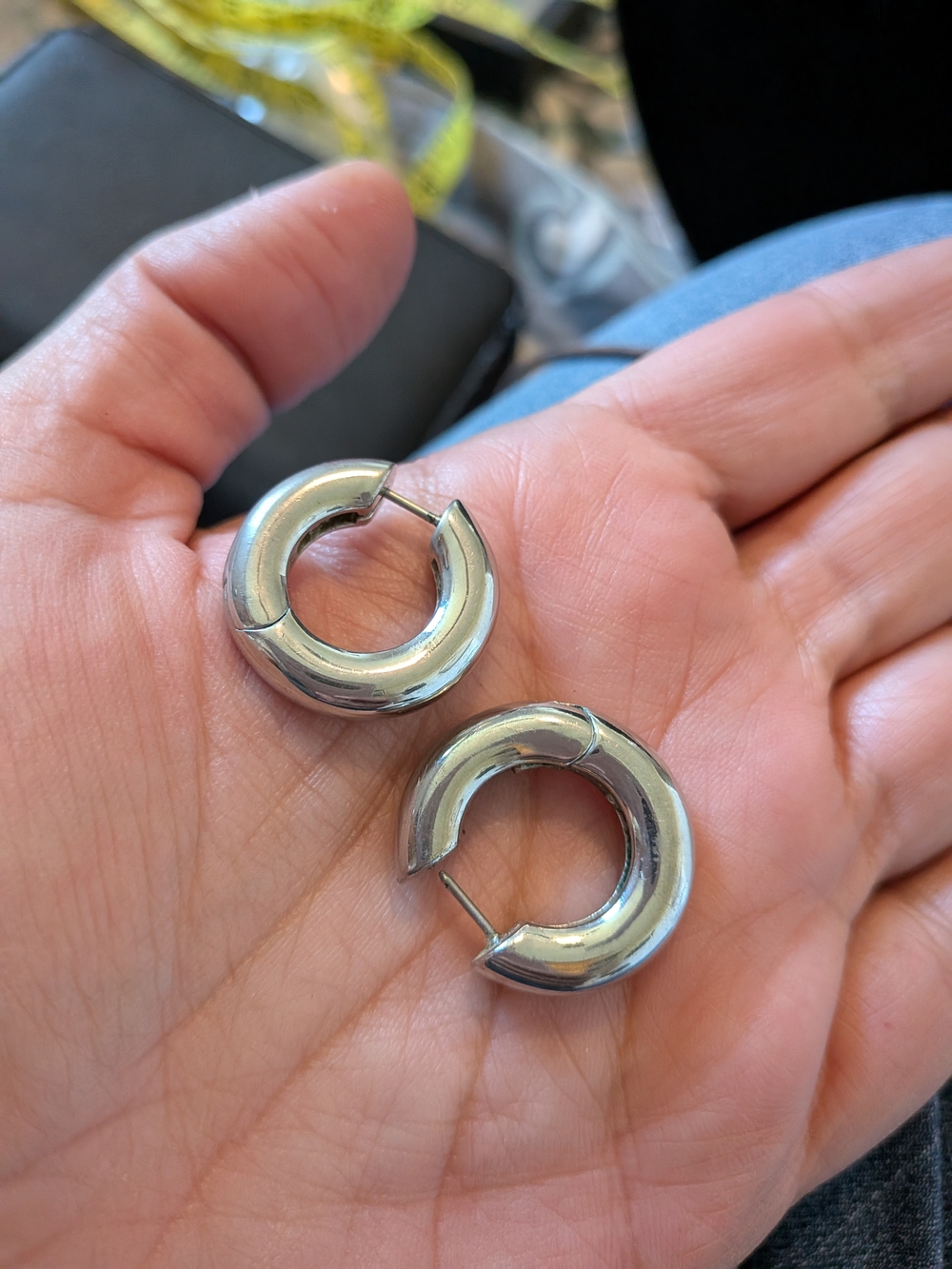BaubleBar Polished Silver Chunky Hoop Earrings - Picture 2 of 6